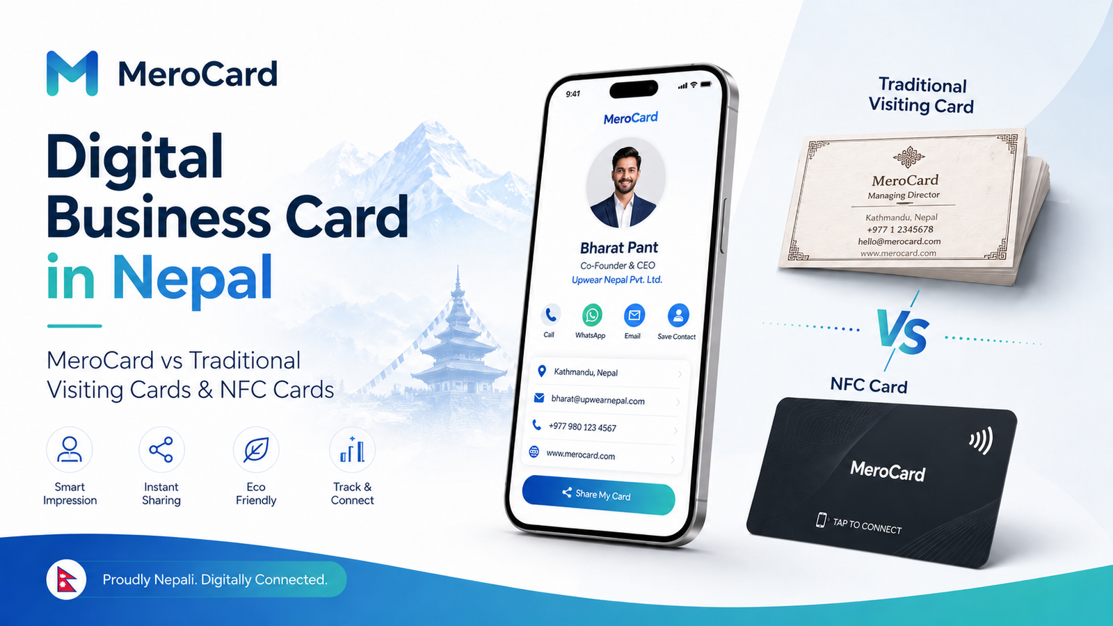 Digital Business Card in Nepal: MeroCard vs Normal Visiting Cards & NFC Cards